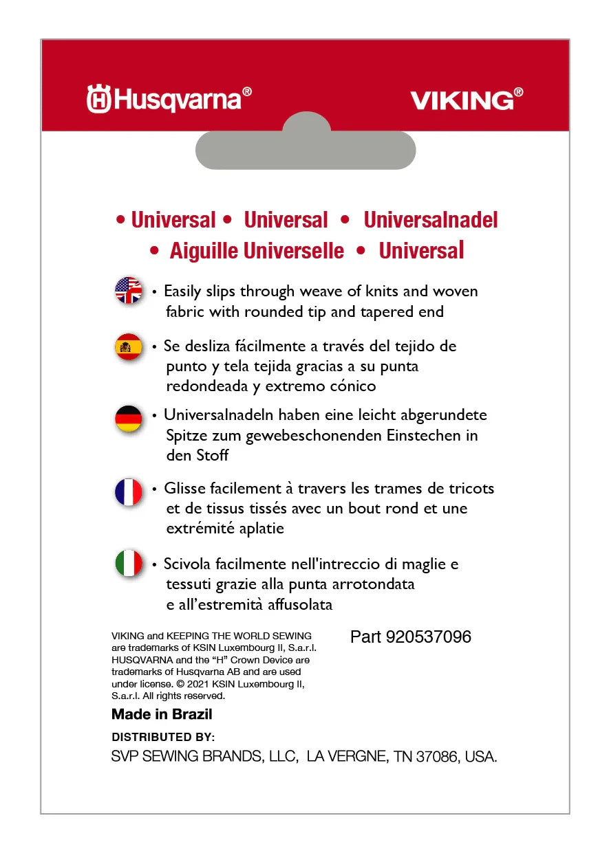 Husqvarna Viking Universal Needles 80/12 5-Pack