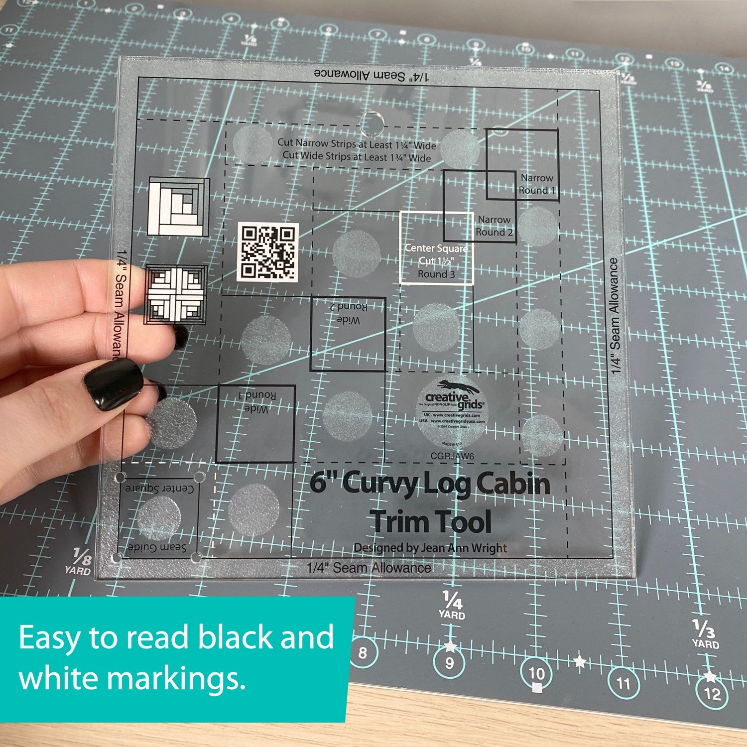 Creative Grids Curvy Log Cabin Trim Tool 6in