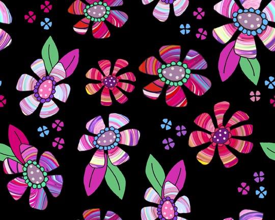 Here Kitty Kitty Flower Toss Black 29960-J