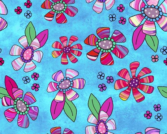 Here Kitty Kitty Flower Toss Blue 29960-Q