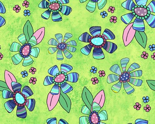 Here Kitty Kitty Flower Toss Green 29960-H