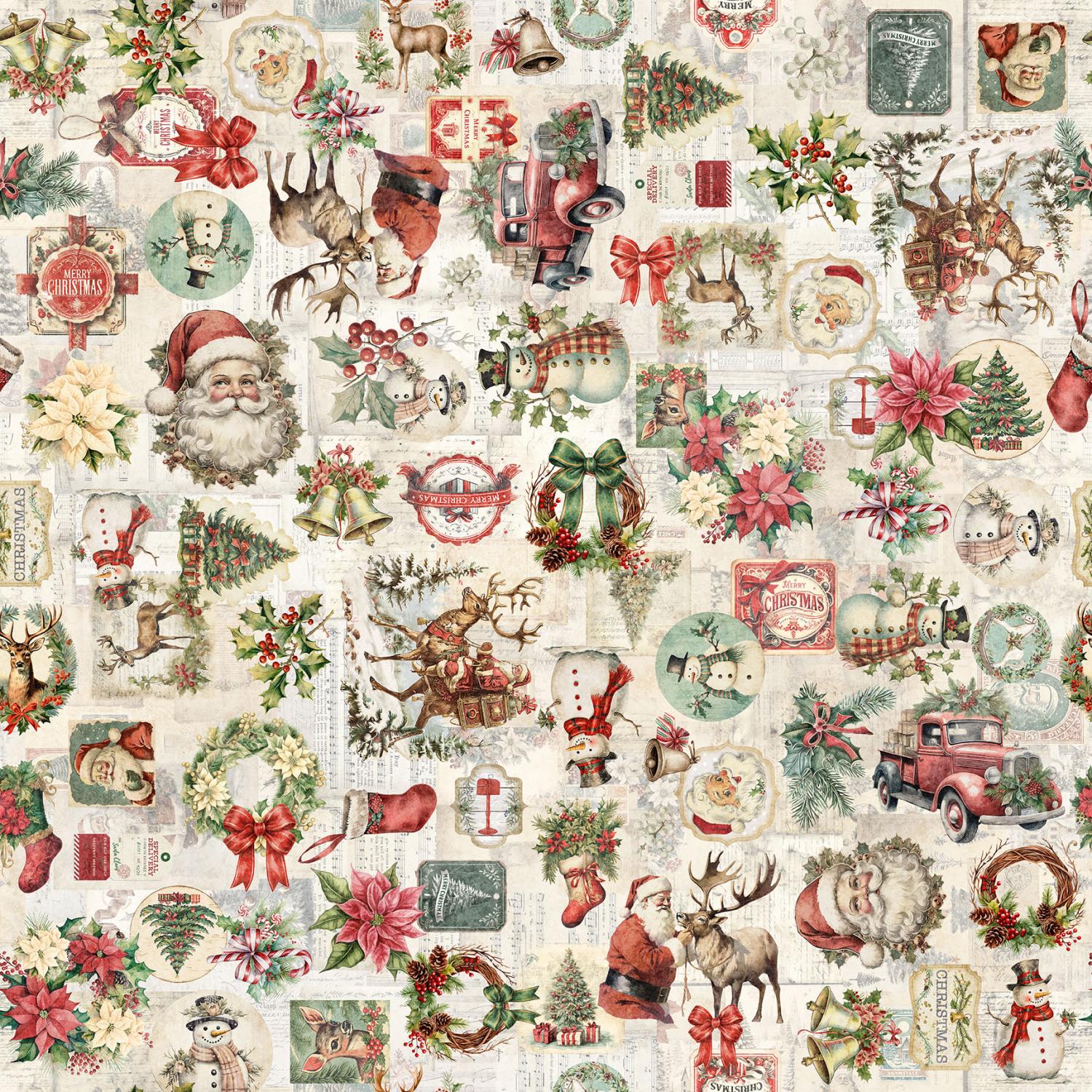 Holly Jolly Christmas Collage Cream 31160E