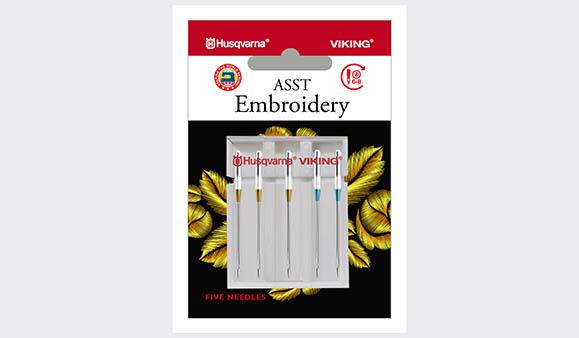 Husqvarna Viking Embroidery Needles Assorted Sizes 5-pack