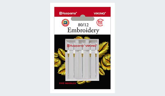 Husqvarna Viking Embroidery Needles Size 80/12 5-Pack