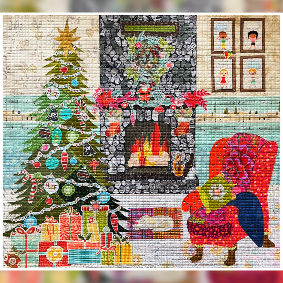 Laura Heine Christmas Fireplace Collage Class