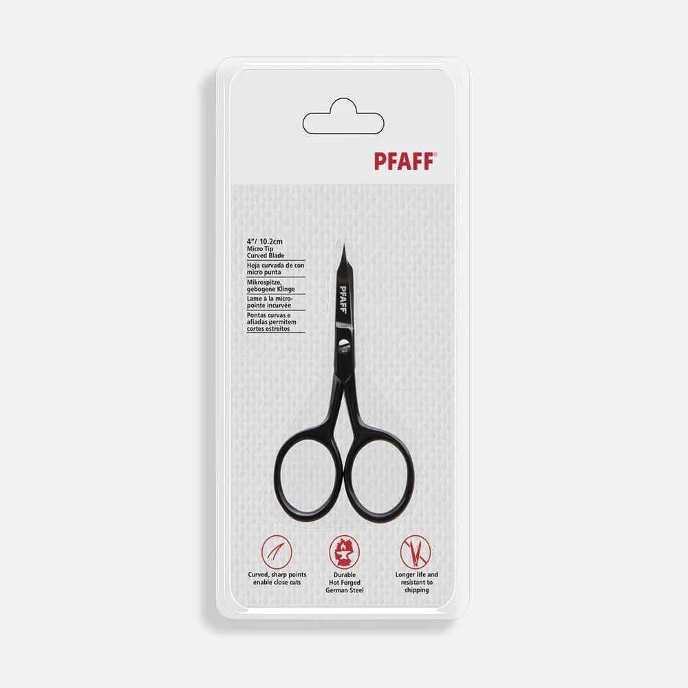 PFAFF 4 inch Micro Tip Embroidery Curved Blade Scissor