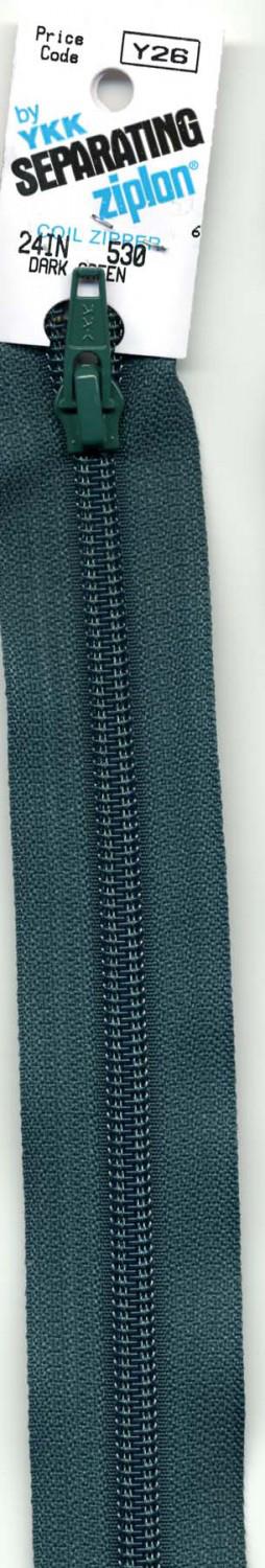 Ziplon Separating Zipper 24" Dark Green