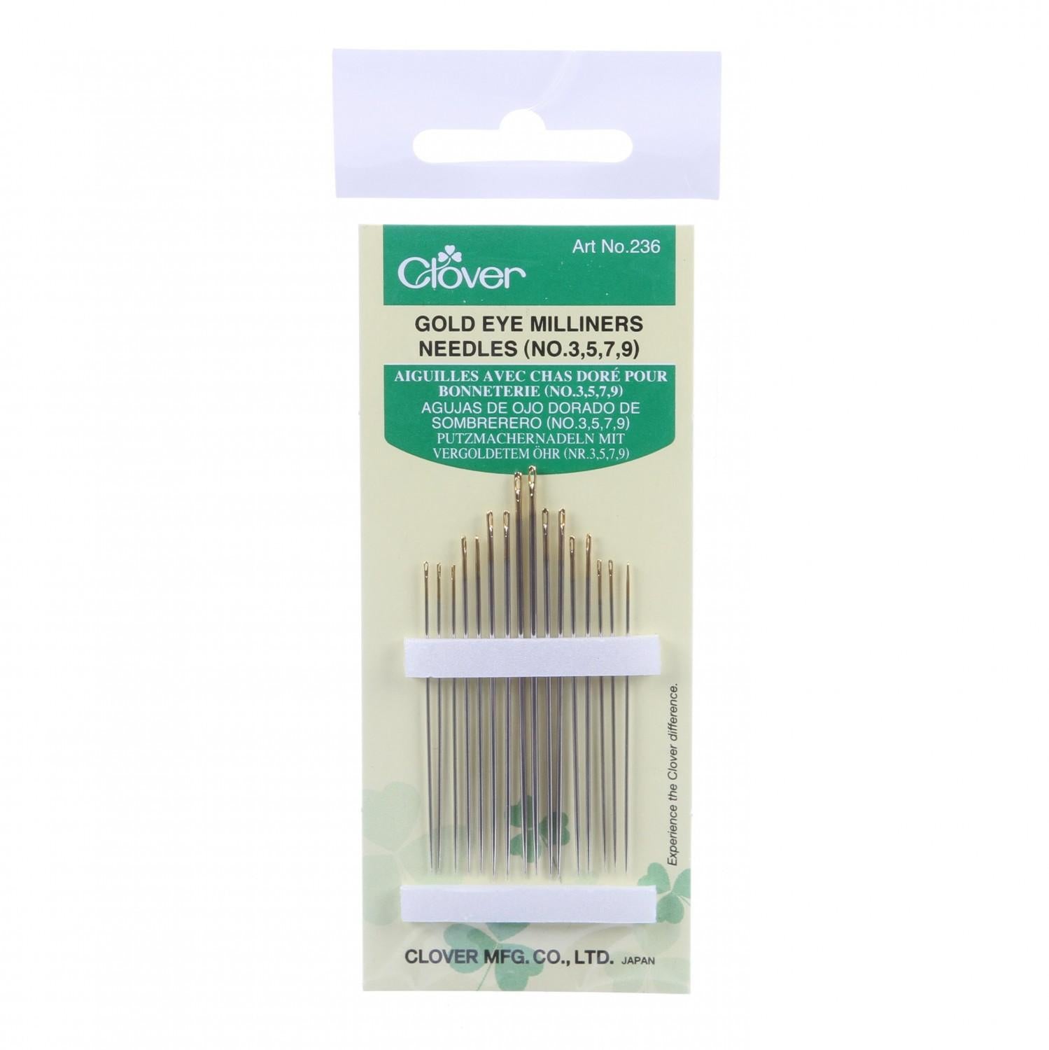 Clover Gold Eye Milliners Needles size 3/9 16ct