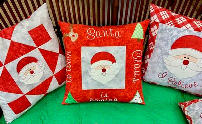 3 Pillows with Santa Machine Embroidery