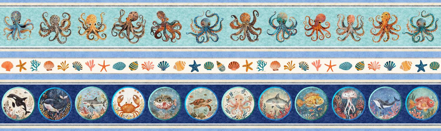 Deep Sea Dazzle Undersea Border Stripe 31195 X