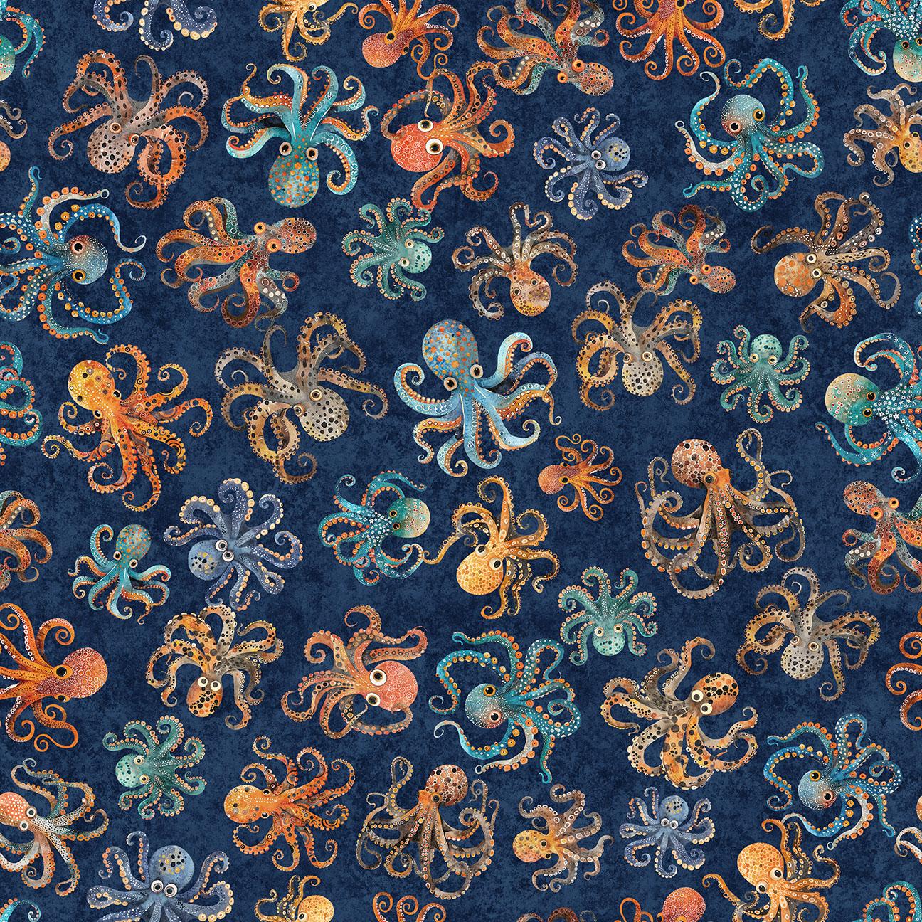 Deep Sea Dazzle Undersea Octopus Navy 31198 N