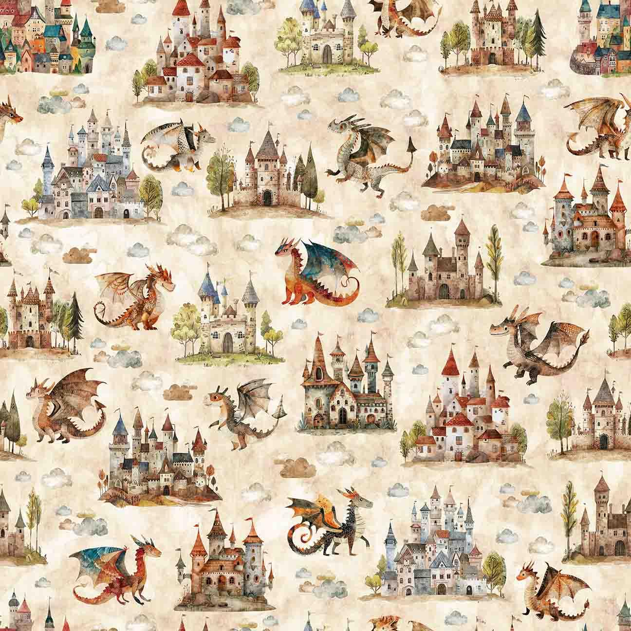 Dragon Dreams Tan Dragons and Castles 30958 A