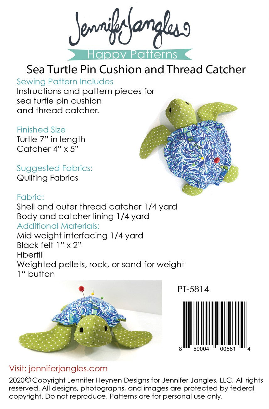 Jennifer Jangles - Sea Turtle Pin Cushion and Thread Catcher