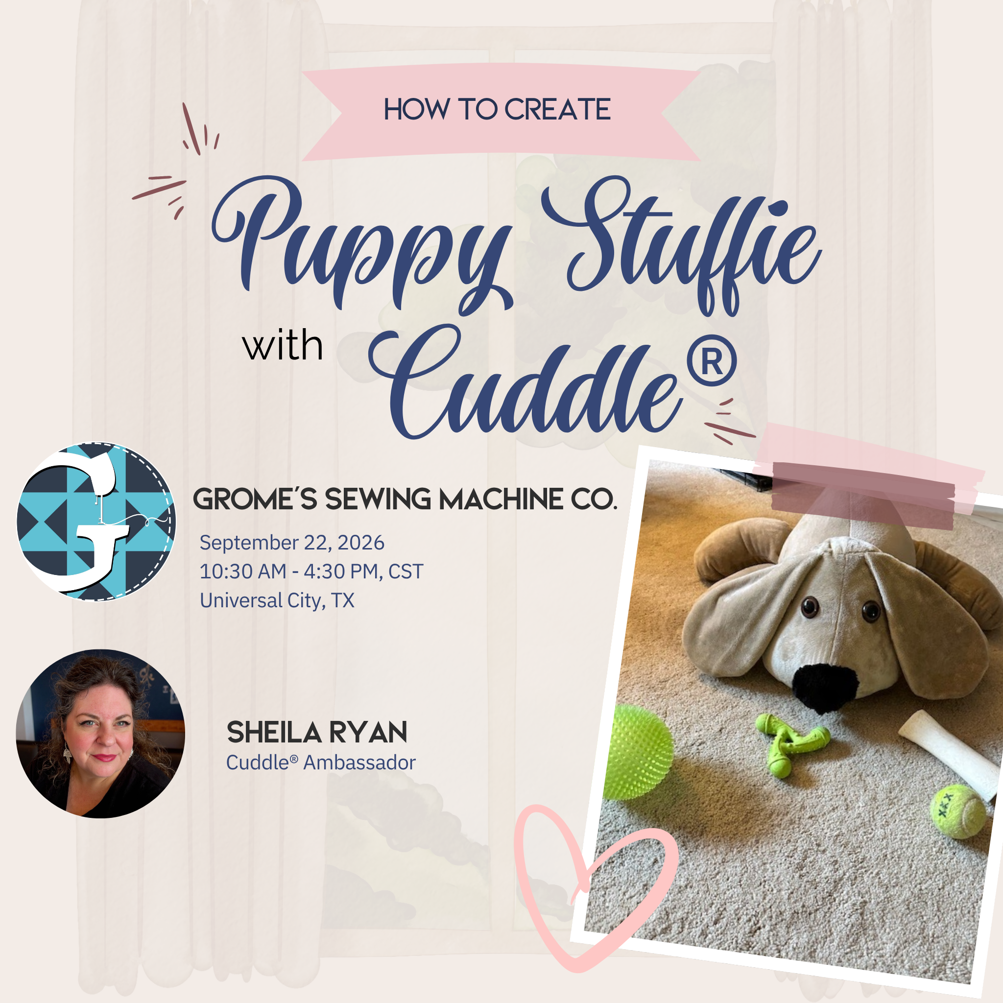 Tue, Sep 22nd at UC - Puppy Dog Pete Shannon Fabrics Event 10:30-4:30pm