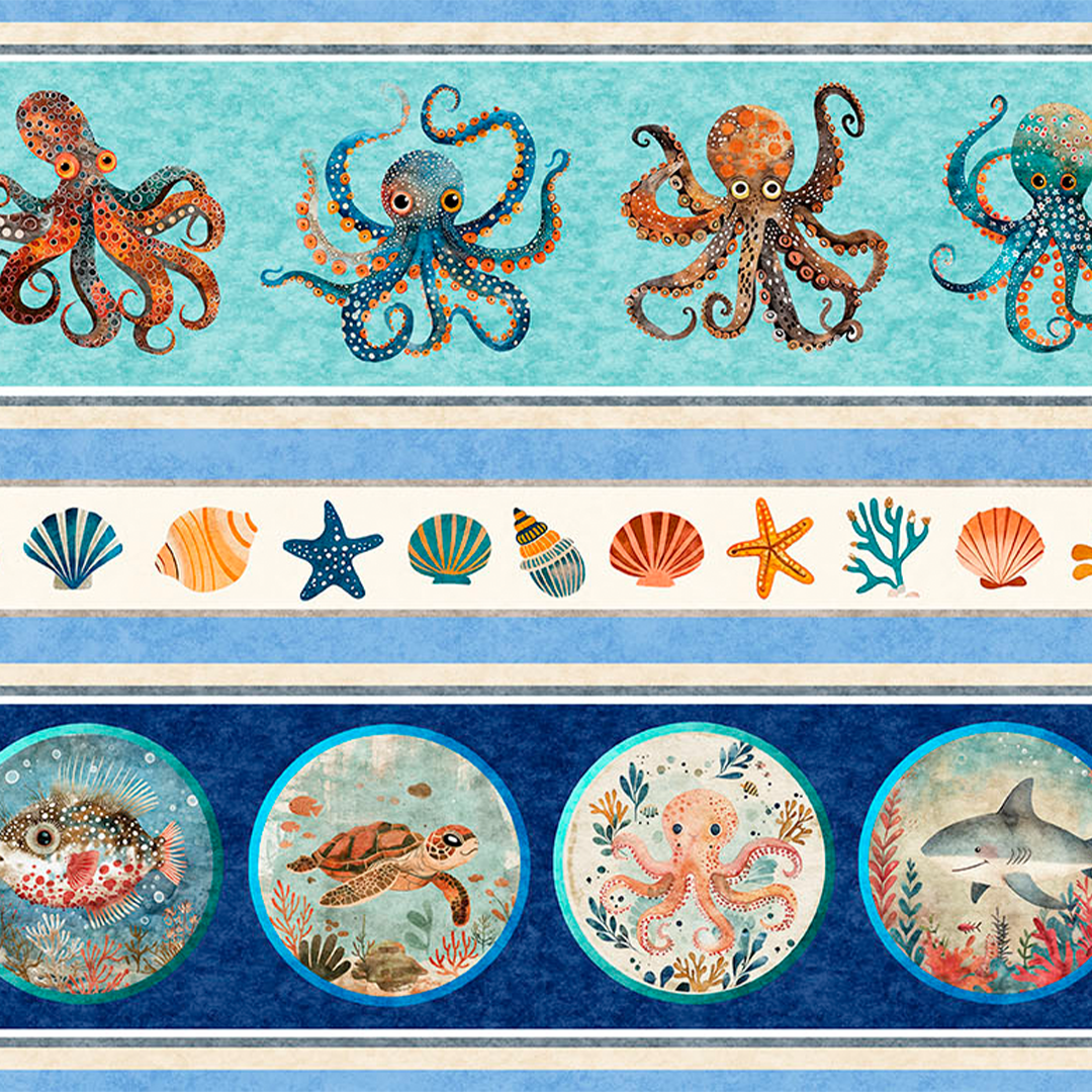 Deep Sea Dazzle Undersea Border Stripe 31195 X